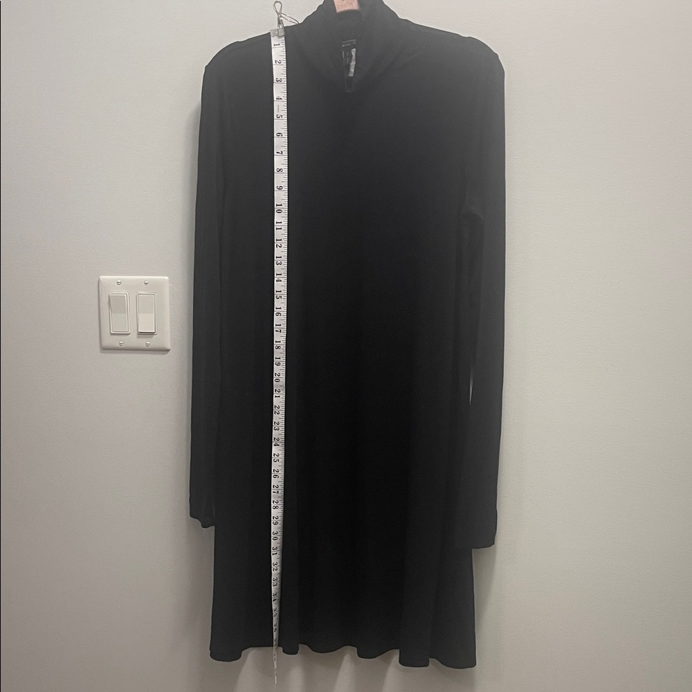 BCBGMaxAzria Classic Black Long Sleeve Dress with elegant metal belt